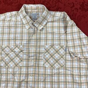 Vintage Carhartt Shirt Men XXL Plaid Casual Workwear Short Sleeve
